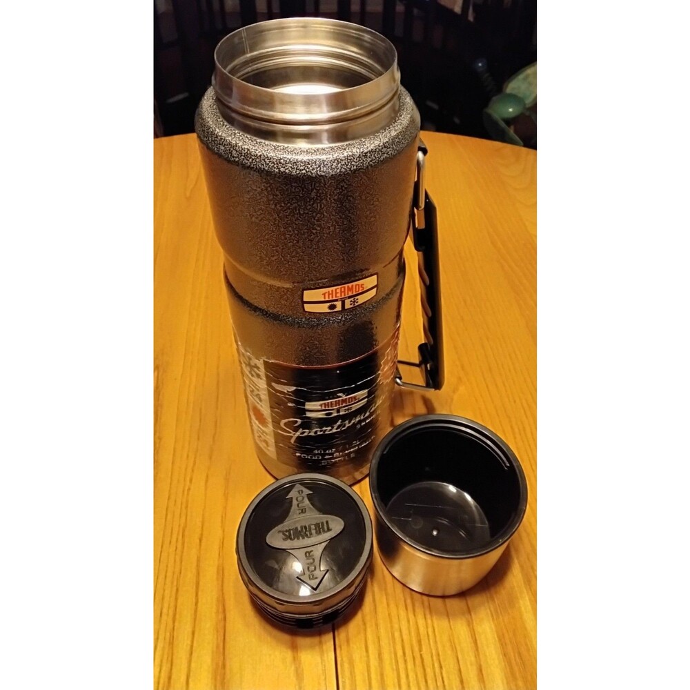 Thermos Sportsman Thermos Vintage Metal SS Cup 40oz. Screw Top Lid & Cup